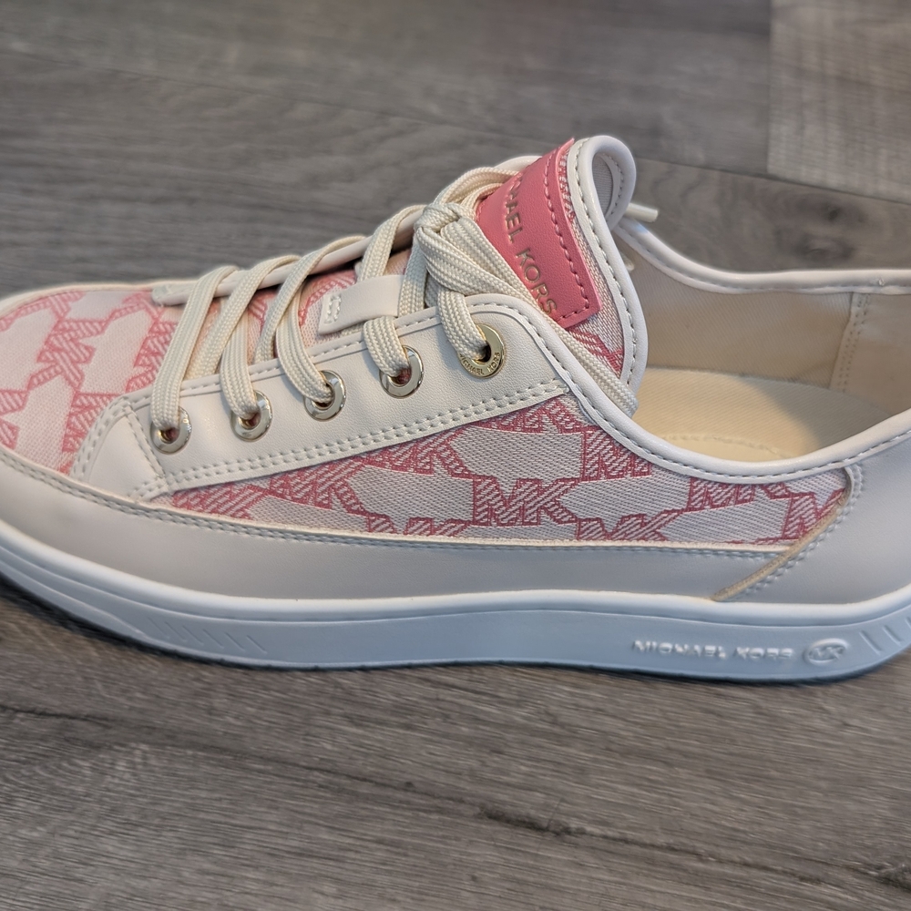 Michael Kors Women's White and Pink Sneakers